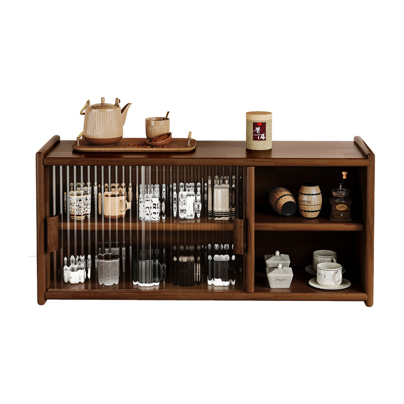 Taza de madera maciza a prueba de polvo Changhong Glass Teaware Storage Cabinet Taza de agua Taza de café Rack caja de almacenamiento de escritorio