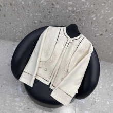 2025秋冬新款hms同款白色重工刺绣短款双面羊绒大衣宽松外套女