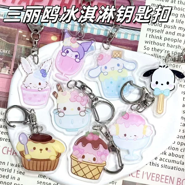 Ice Cream Sanrio Keychain Explosive Acrylic Pendant Cartoon Cute Pen Bag Pendant Student Keychain