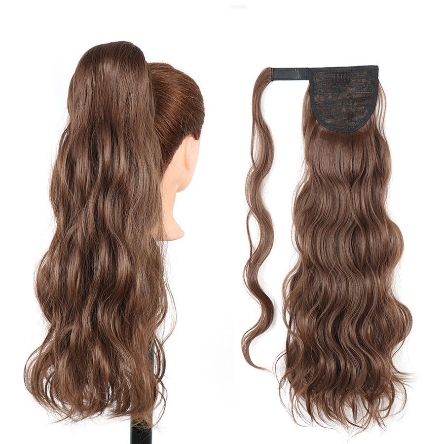Parrucca sintetica con capelli ricci e coda di cavallo, parrucca invisibile invisibile a onde larghe, naturale e senza cuciture_voghion.com