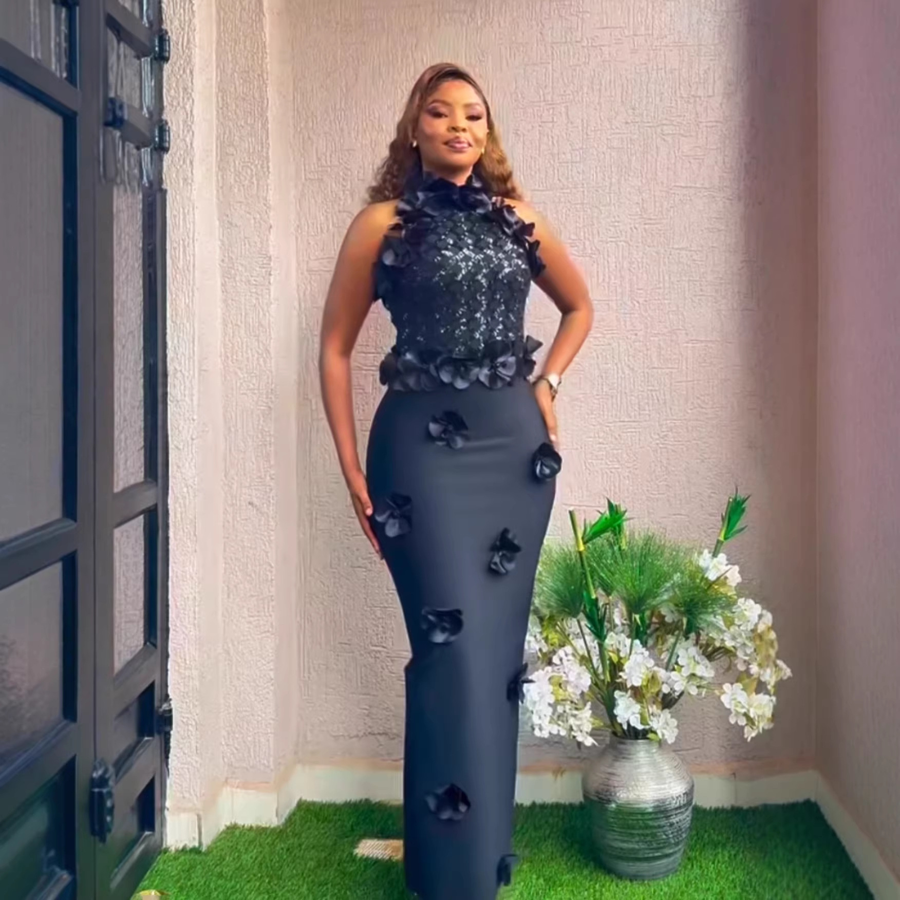 Cross-Border Women's Clothing New European and American Style Dress Sequin Elegant Socialite Temperament Bandage Dress Evening Dress Dress