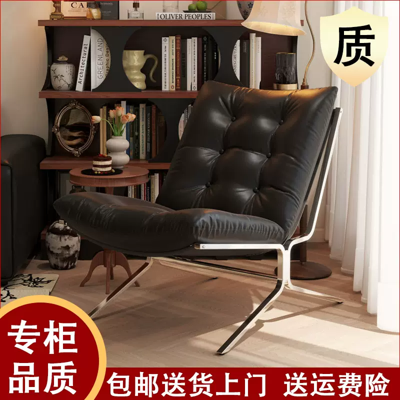 客厅休闲椅单人沙发椅极简轻奢包豪斯风巴塞罗那单人沙发椅靠背椅