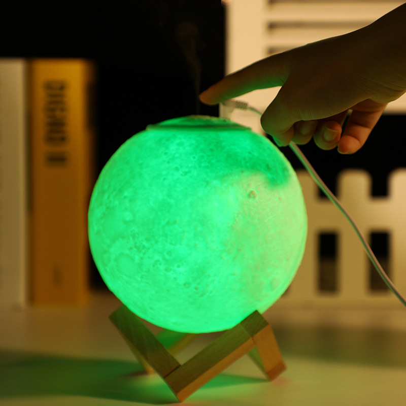 Douyin ホット販売 3D ムーン加湿器クリエイティブな雰囲気ムーンランプイン寝室 LED ナイトライト加湿器|undefined