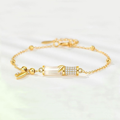 Heavenly Jade Bamboo Section Necklace for Women, Ins Simple and Unique, Bamboo Enough Necklace, Light Luxury High-End Design Jewelry