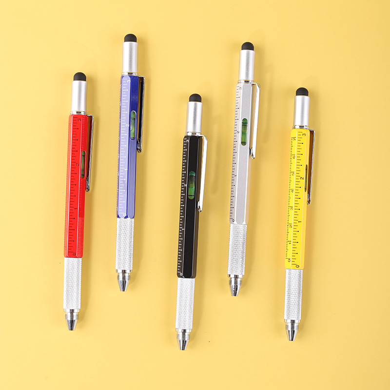 Medidor de nivel de escala Stylus Rotary multi-función herramienta de la pluma del metal suave bolígrafo