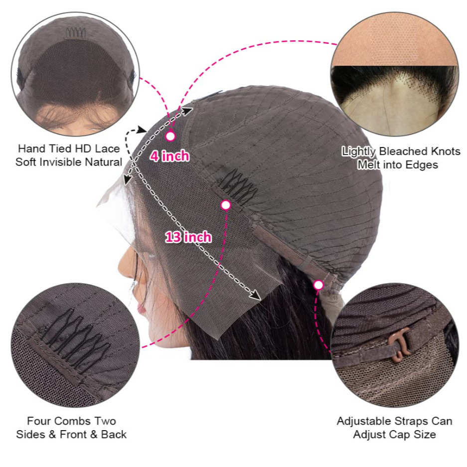 Peluca de pelo real peluca europea y americana Peluca de pelo largo de las mujeres 13X4lace frente Peluca de cabello humano