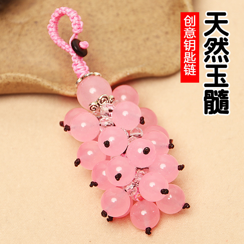 Creative Jade Car Keychain Pendant Girl's Fashion Crystal Pendant High-end Birthday Gift Bag Hanging Ornaments