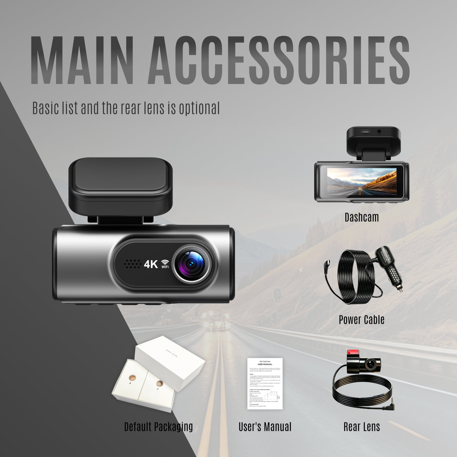Cross-border new high-temperature-resistant 4K HD dashcam with dual recording, Wi-Fi, GPS, and night vision – available on Amazon