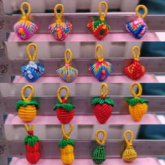 端午節五彩繩手鍊兒童節禮物純手工編織粽子草莓花生金葉子桃子