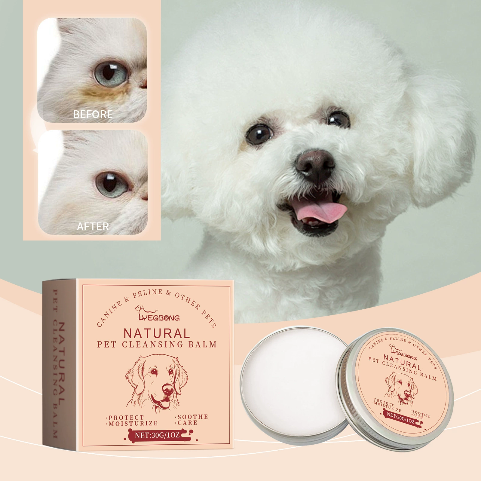 Yegbong Pet Tear Stain Cleansing Cream Нежное очищающее средство для ухода за слезными пятнами для кошек и собак Уход за глазами Очищающий крем