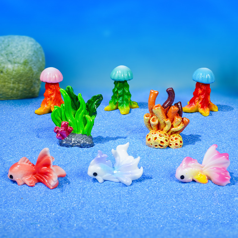 Nuevo fondo marino de simulación pequeño mundo vida marina decoración de paisajismo medusa pez mariposa muñeca pez coral medusa