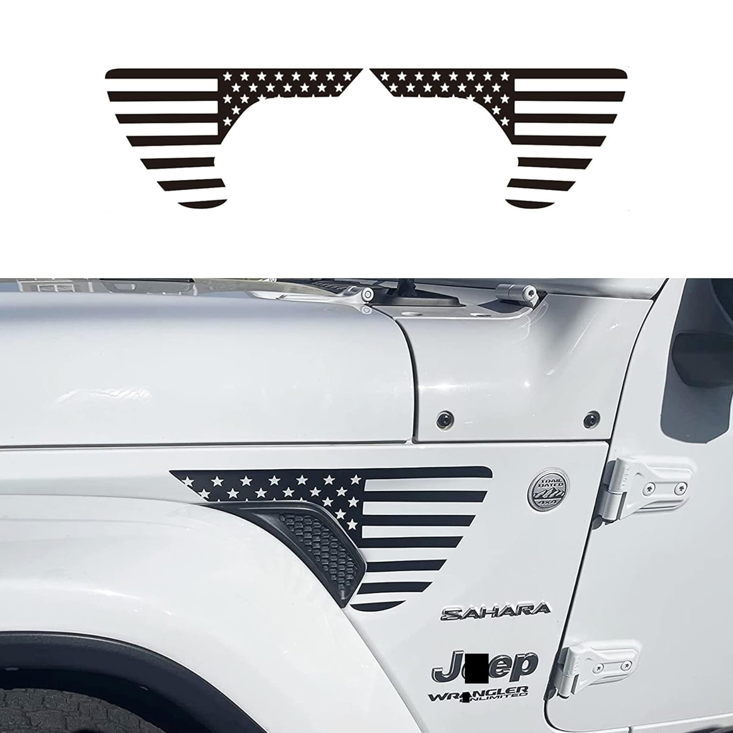 Para Jeep Wrangler Jeep side block Vent etiqueta de la bandera Americana JL2018-2021 Gladiador image 6