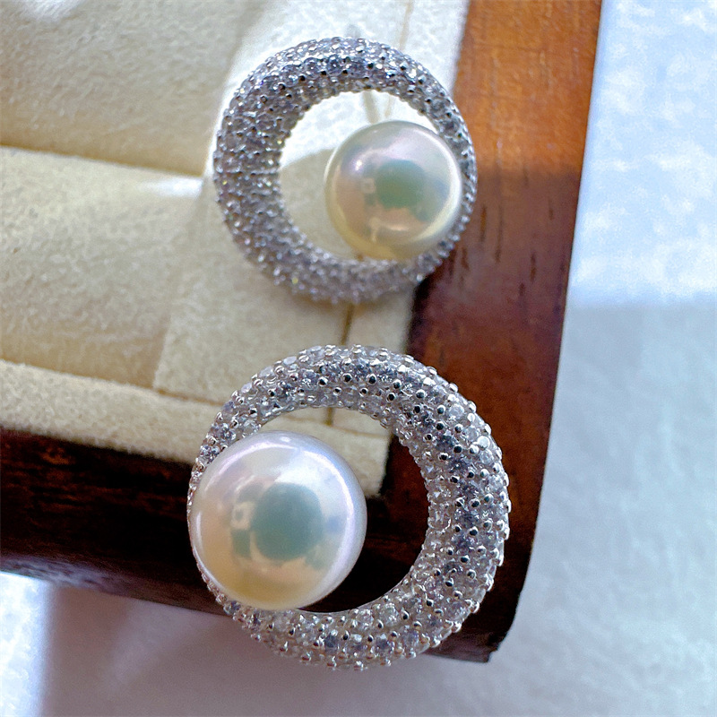 26g Weight Pearl, Zircon Inlay Material Pendant Necklace, Earrings Classification cable chain Chain Type Holiday, Daily Occasion Circle Pattern Women's Gender Inlay Design Casual, Simple Style Style Casual Simple Style Inlay Circle Pearl Zircon Pendant Necklace Earrings 10