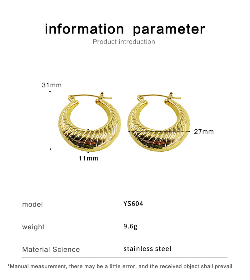 13g Weight Earrings Classification 1 Pair Quantity Retro Simple Style U Shape Titanium Steel Plating Earrings