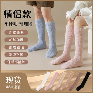 Coral Fleece Socks Autumn and Winter fleece-lined Thickened Couple's Foot Socks Plush Home Warm Sleep Moon Floor Socks