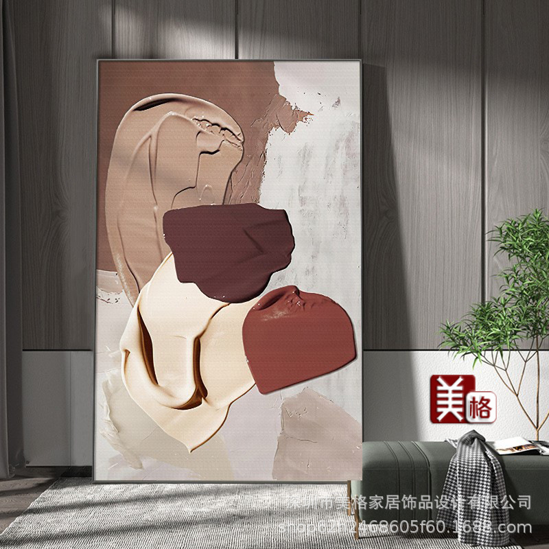 Skin texture Entrance Decorative painting cream Oil Painting a living room Hanging picture Abstract to ground mural sofa Background wall Hanging picture