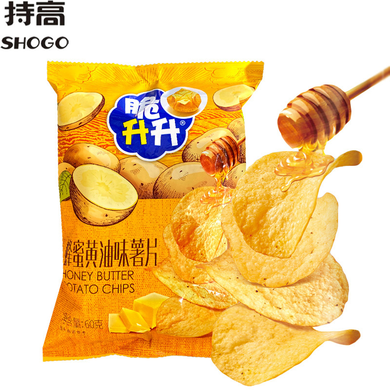 Crisp honey butter flavor potato chips 60g puffed leisure snacks office chasing drama food thin cut potato chips french fries