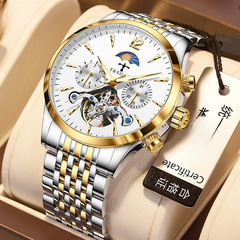 TRSOYE Live Streaming Men's Skeleton Mechanical Tourbillon Business Illuminated Waterproof Watch for Men Factory Wholesale