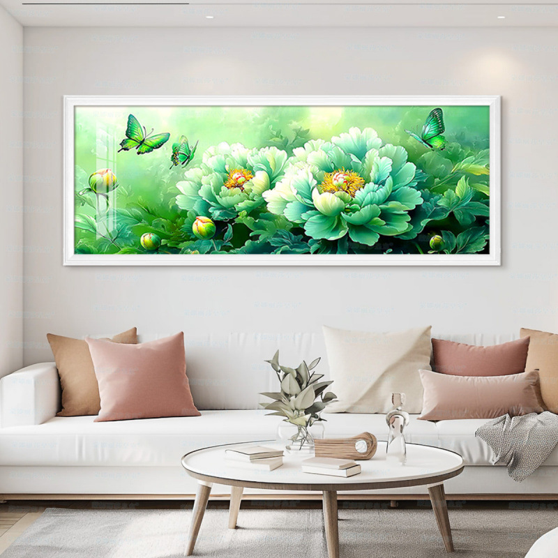 [Algodón importado] Mona Lisa real bordado cruzado mariposa peonía verde decoración floral china bordado a mano image 4