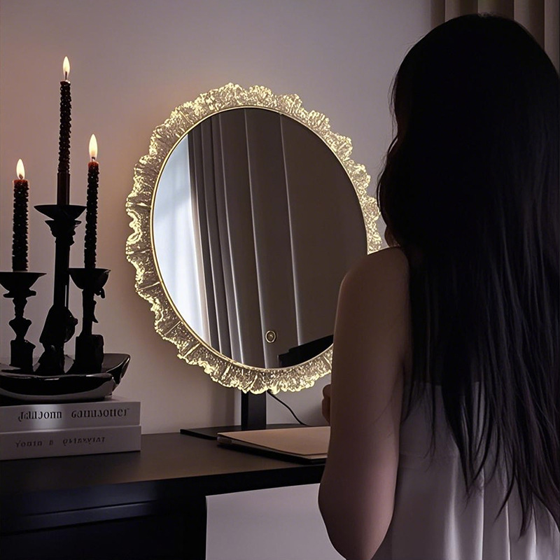 Espejo de maquillaje Espejo de tocador de escritorio 2025 nuevo espejo de tocador con luz Espejo de belleza Espejo redondo Espejo de tocador