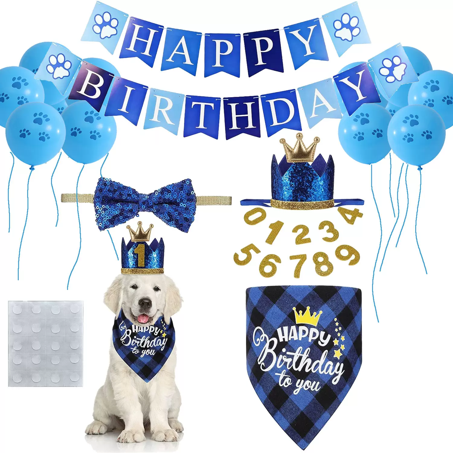 亚马逊热销宠物生日派对装饰狗狗生日三角巾气球口水巾生日帽领结