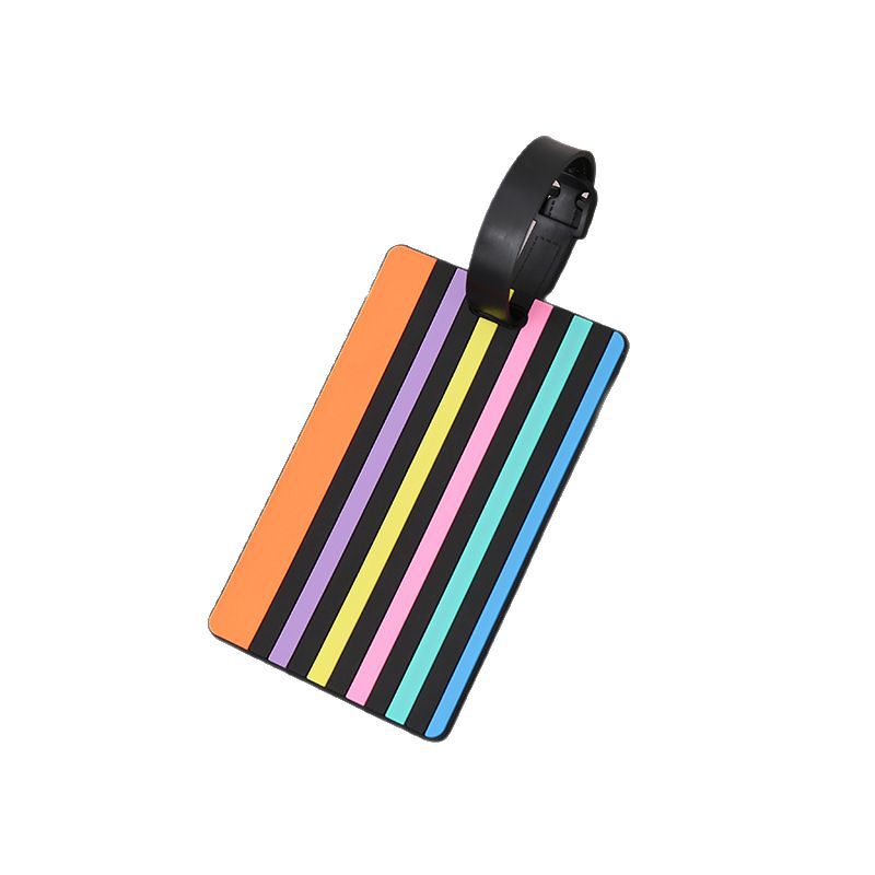Étiquettes à bagages géométriques en caoutchouc souple, porte-cartes d'embarquement en PVC, organiseur de cartes créatif pour valise, accessoires de voyage_voghion.com