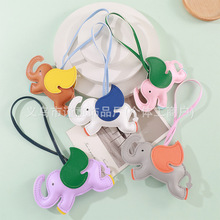 创意吉祥物pu天使翅膀小飞象挂绳挂饰皮革小马钥匙扣书包车载挂件