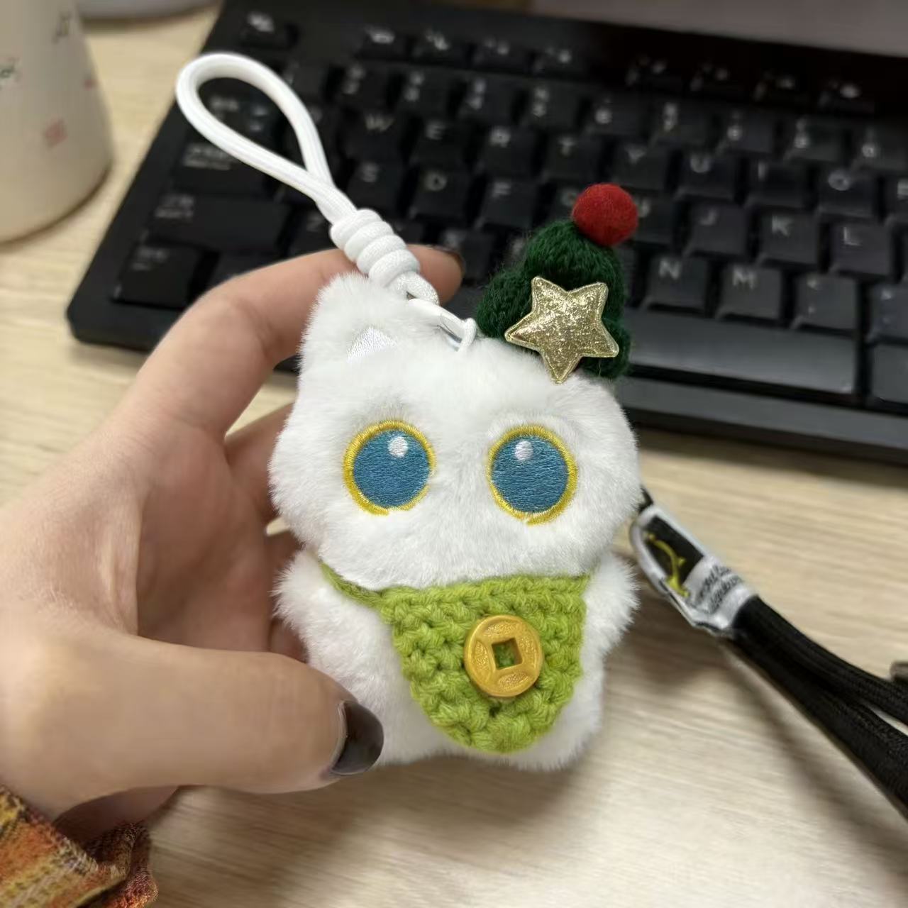 Nuevo gatito colgante de Año Nuevo para atraer dinero billetera gato lindo muñeca de peluche llavero muñeca regalo pareja