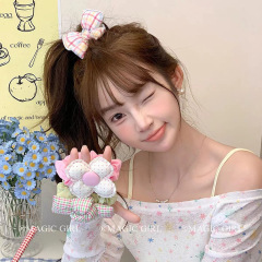 新しい子供の髪飾りの蝶結びの髪の波の点の花の輪の女の子は団子の頭のゴムの赤ちゃんの紐を結びます。