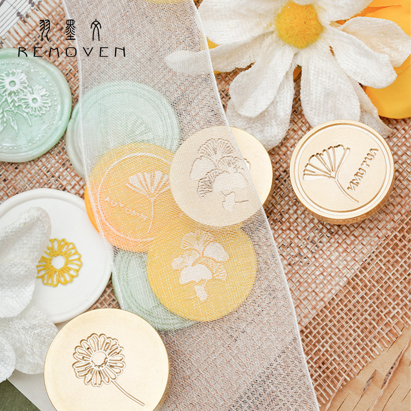 Retro Enamel Stamp Plant Life Tree Series Student Handmade Journal Decor Candle Wax Stamp Envelope Wedding Invitation Seal