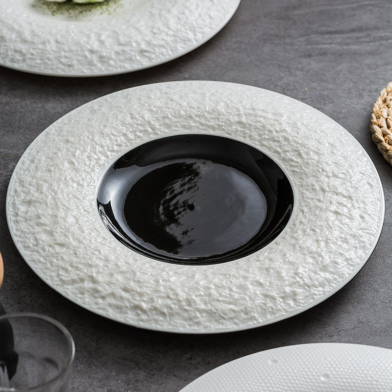 Patrón de piedra de fábrica placa occidental de gama alta restaurante ensalada placa de cerámica de alta calidad disco Grande Hotel creativo placa