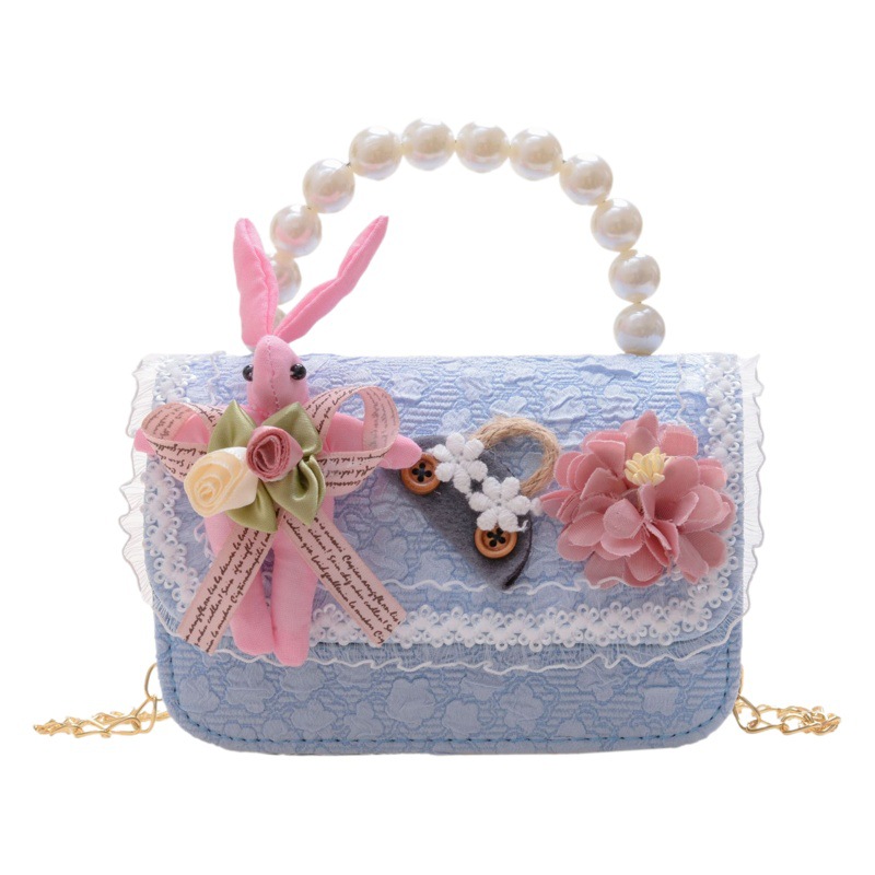 2023 nuevos niños de algodón y lino monedero niñas de viaje de compras elegante bolsa de mensajero de dibujos animados conejito bolsa de hombro