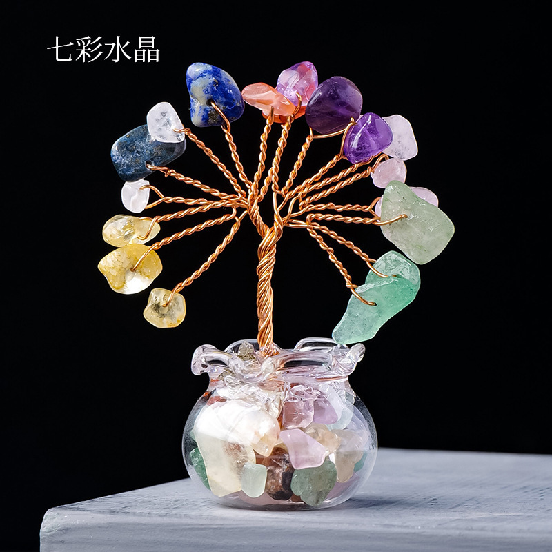 天然水晶发财树水晶树水晶摆件聚宝盆水晶摆件招财摆件水晶树摆件|undefined