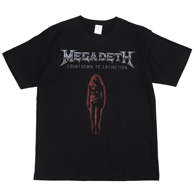 Megadeth Rock Band Digital American Street Hip-Hop Retro Vintage Right Shoulder Short-Sleeved T-Shirt