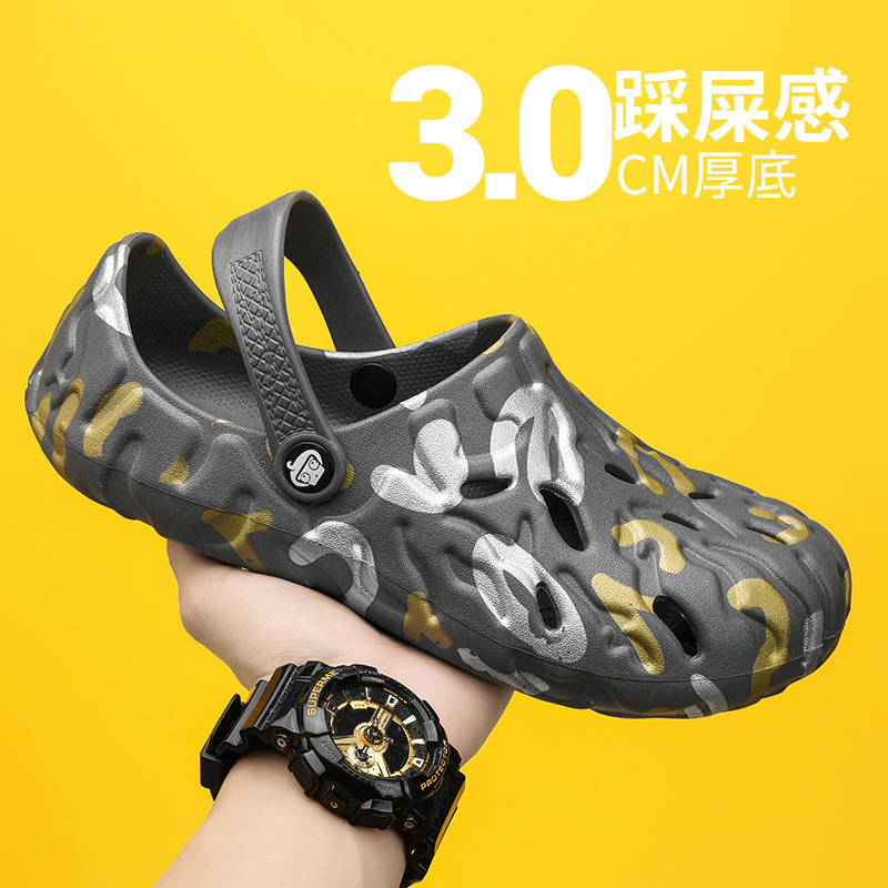 Foreign trade 49 plus size hole shoes outdoor swimming beach shoes slippers camouflage covered toe sandals men's silppers
