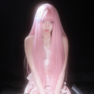 Subculture y2k Qi Bangs Pink Lolita Long Straight Hair Full Headset Women's Group Sweet Natural Long Hair Full Headset