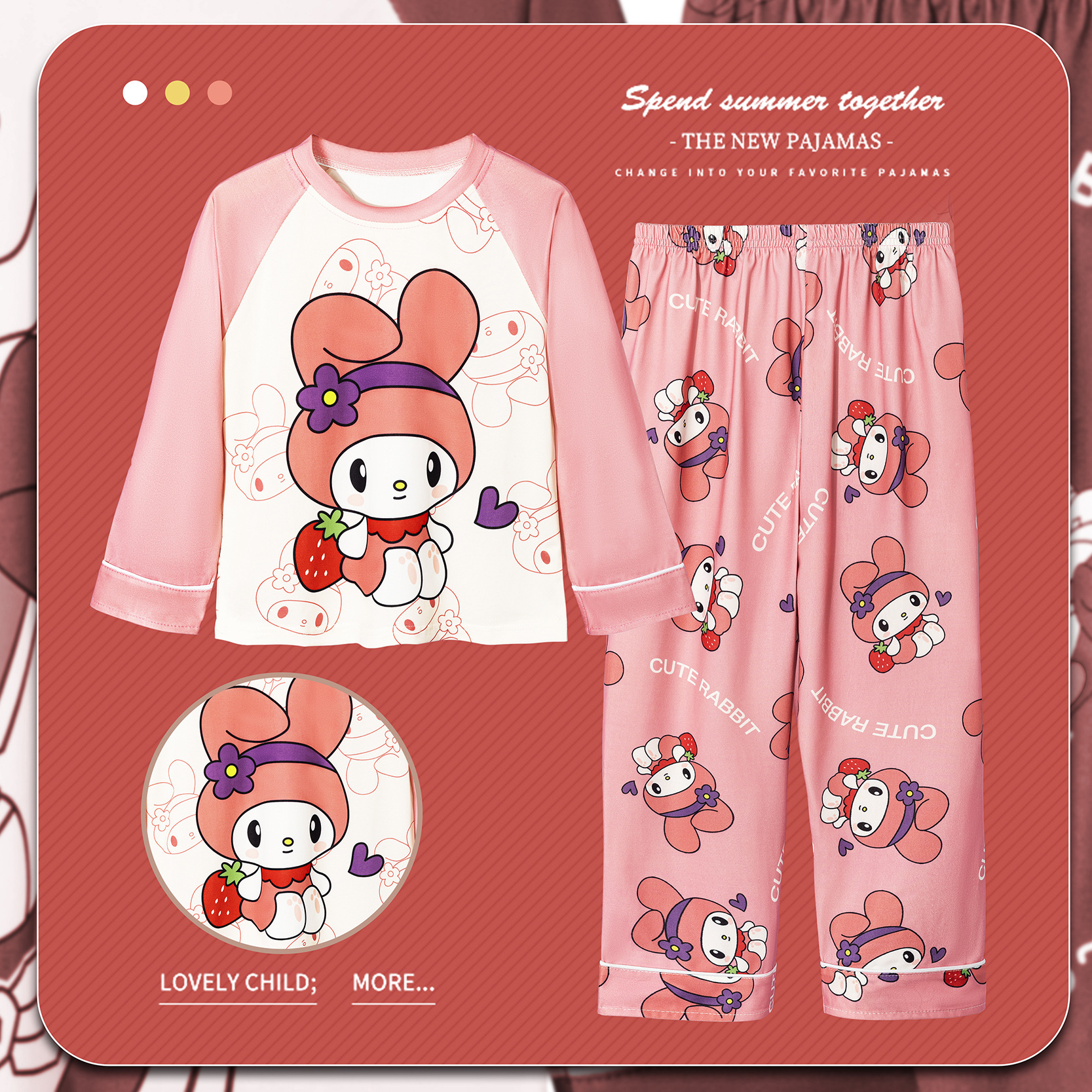 Primavera y otoño pijamas infantiles de mangas largas para niños y niñas, niños delgados de dibujos animados para niños y niñas, set de ropa de hogar para estudiantes de primaria