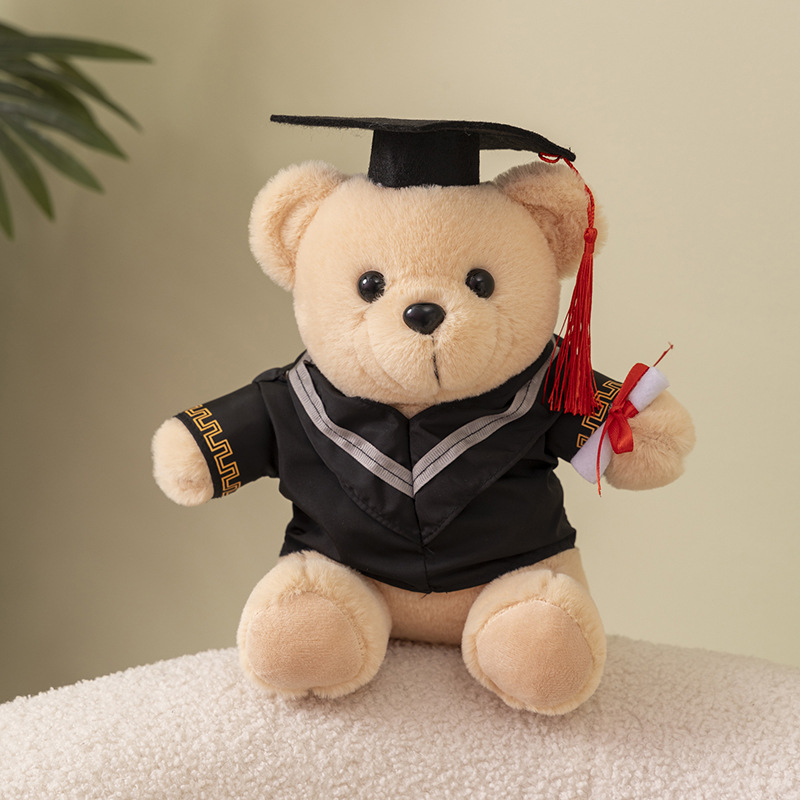 Doctor oso juguetes de peluche maestría uniformes de licenciatura muñecas osos regalos conmemorativos de graduación pueden agregar logotipo escolar