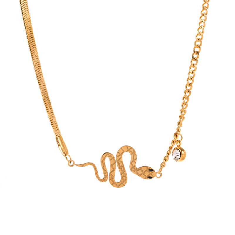 Retro Snake Titanium Steel Plating Pendant Necklace 1 Piece