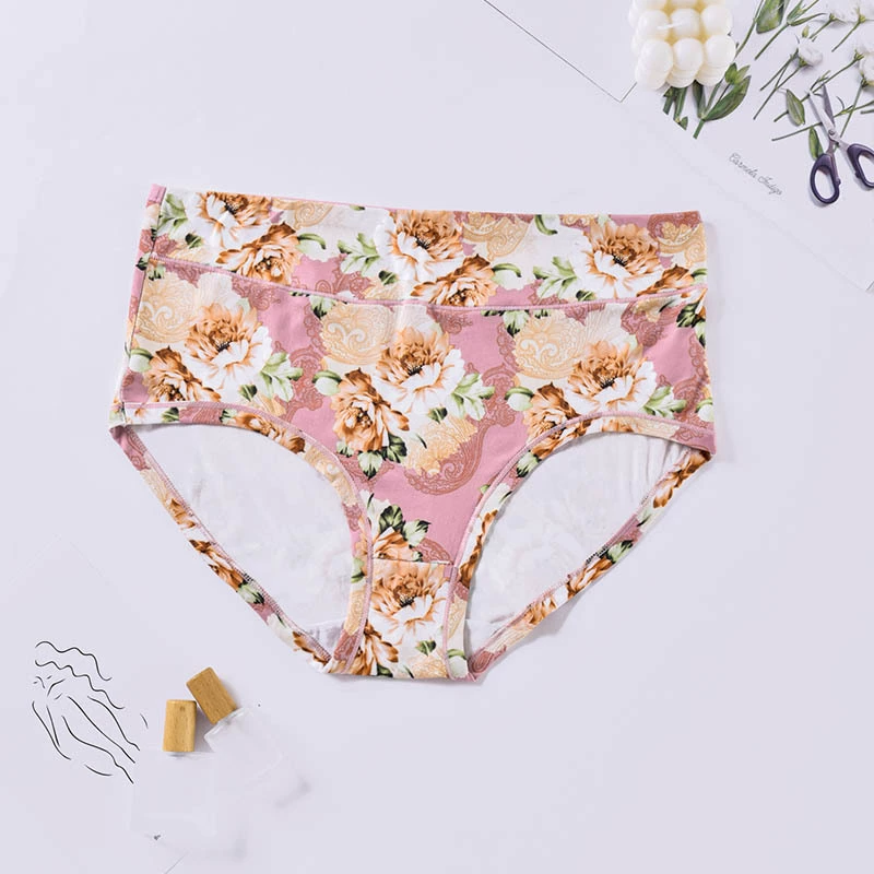 Soft Floral-Print Plus-Size штаны для России, дышащие и безопасные для кожи, антибактериальные