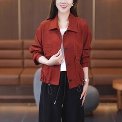 一件代发春季时尚休闲外套女2025新款洋气百搭短款宽松上衣妈妈装