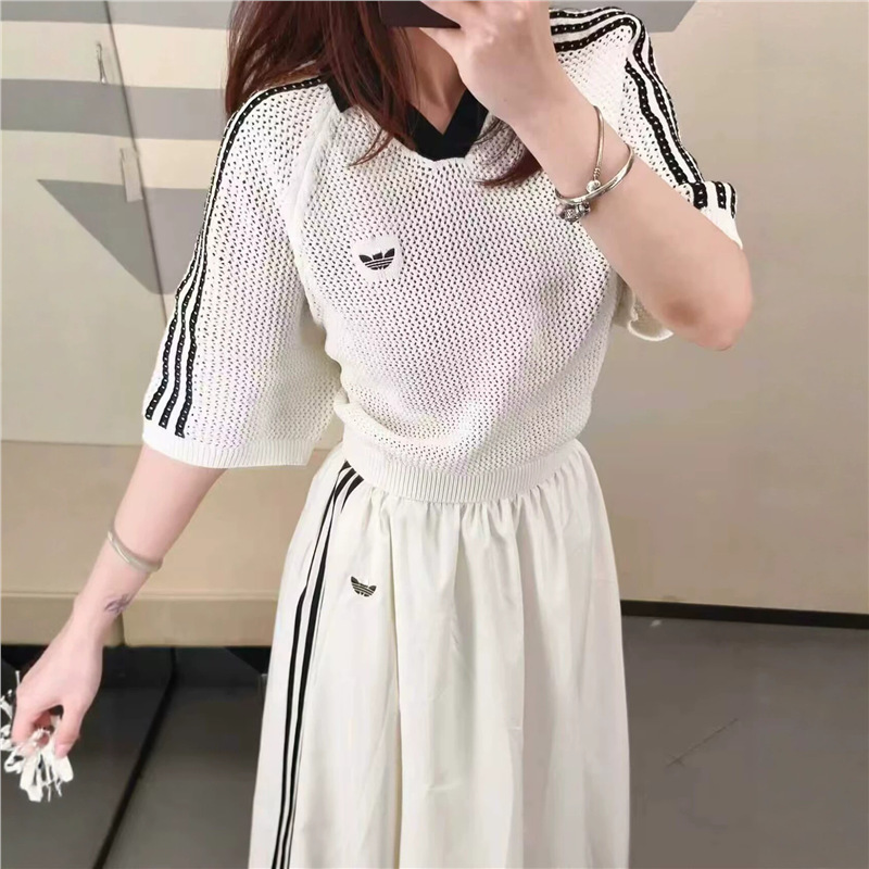 Cross-Border High-Quality Three-Leaf Lapel T-Shirt, Summer Style, Lapel Hollow-Out Knit Casual Short-Sleeve Versatile Top Cross-Border High-Quality Three-Leaf Lapel T-Shirt, Summer Style, Lapel Hollow-Out Knit Casual Short-Sleeve Versatile Top