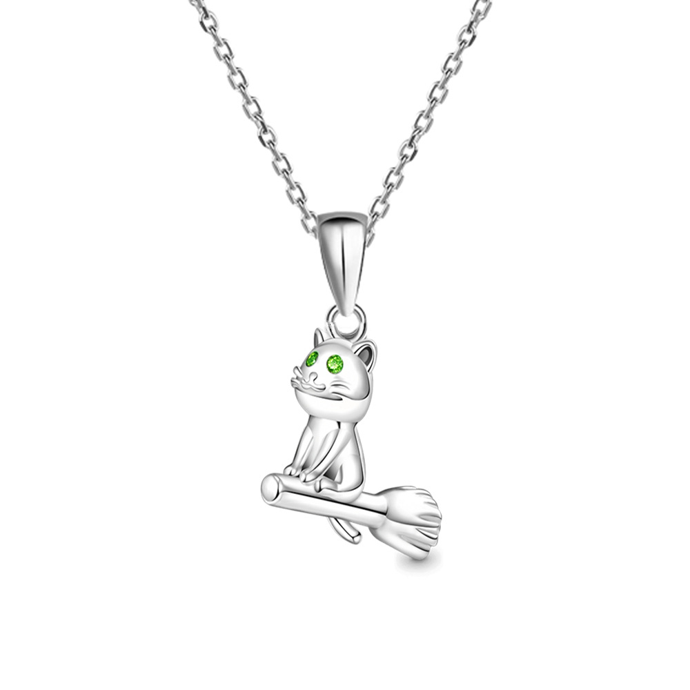 Collana con ciondolo a forma di gatto magico alla moda, accessori per gioielli da compleanno per ragazze, regalo di Halloween_voghion.com