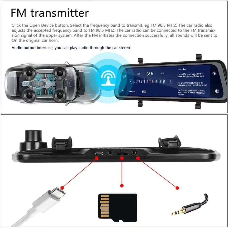 High-Definition 9.66inch Car-Mounted Carplay Mobile Phone Wireless Connection Dash Cam with Front and Rear Dual Recording 4K Navigation Device