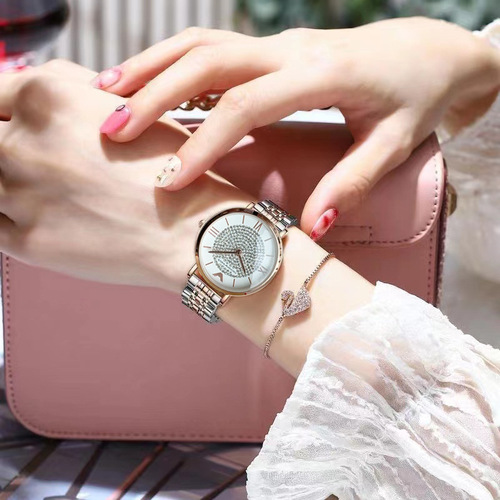 New Rice Xi Kai Yue Starry Sky Women's Watch, High-End Steel Strap, Ultra-Thin, Fashionable Student Waterproof Quartz Watch
