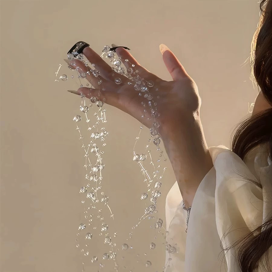 Высококачественная заколка для волос с жемчугом и бисером, плетеная цепочка для волос принцессы-русалки, заколка для волос с двойным хвостиком, ювелирные изделия с разбиваемой клипсой на голове