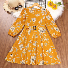 Little Girls Spring Dress 2024 Autumn New Middle Kids Dress Retro Long Sleeve Princess Dress Foreign Trade Children's Clothing Wholesale
