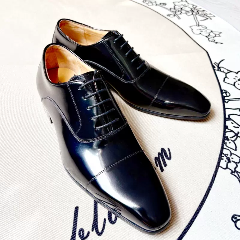 高级感英伦风男式开边珠亮面皮鞋三接头商务真皮正装牛津鞋婚礼鞋
