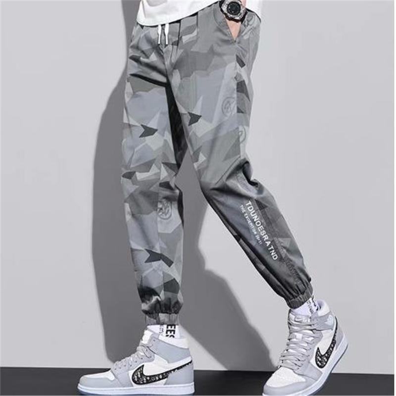 Loose Casual Pants Drawstring Men's Spring and Autumn Thin Harlan Nine-point Camouflage Foot Overalls Cheap Pants for Construction Site