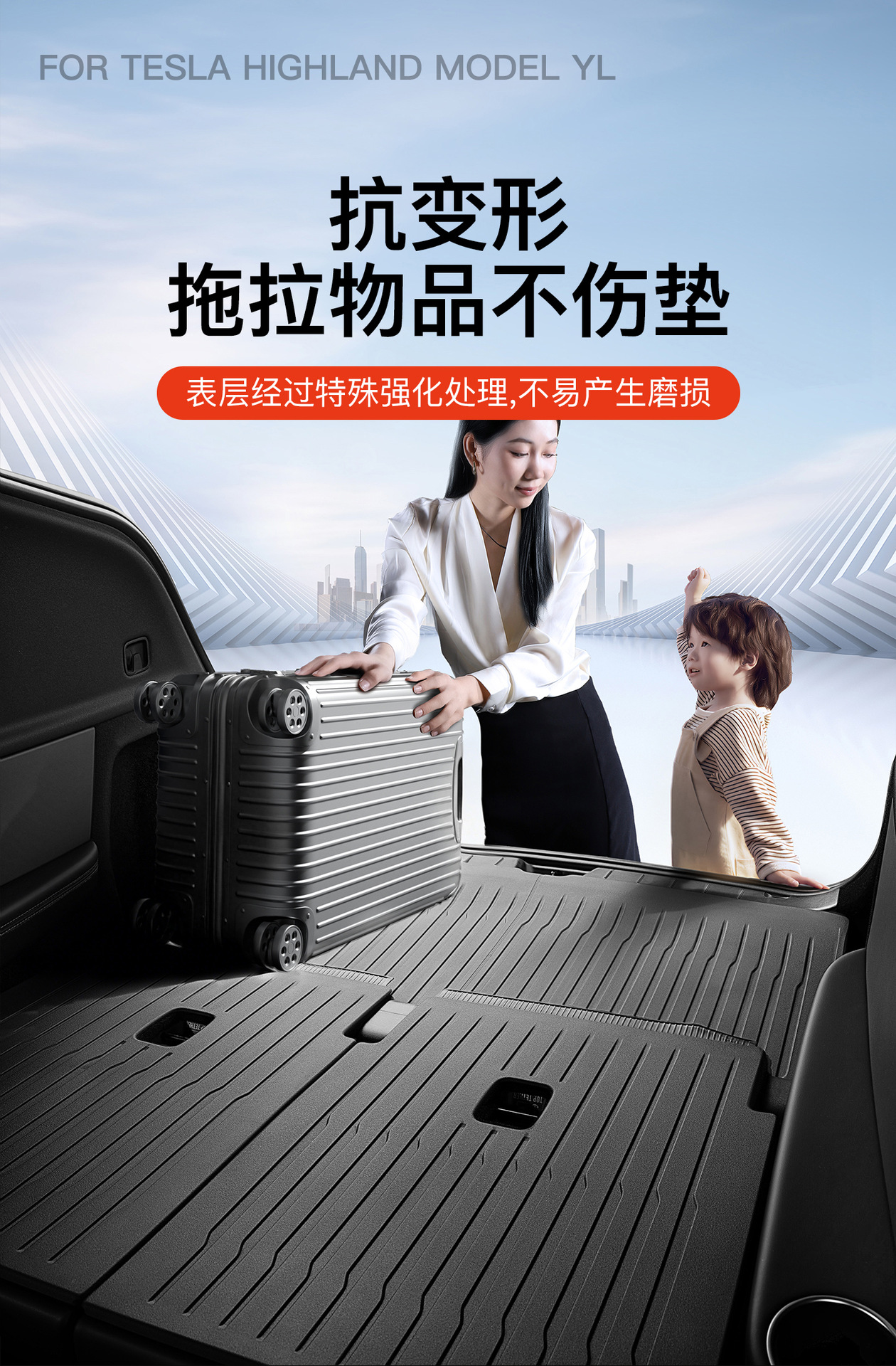 Suitable for Tesla Six-Seater Model Yl, Tpe Trunk Mats for Front and Rear Do Not Affect the Original Car's Functionality